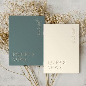 Wedding Vow Books, Personalized Vow Books set of 2, Custom Vow Book, Minimal Vows Books Gold Foil, His & Her Vow Booklets, Elegant Vow Books