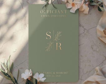 Minimalist Officiant Book, Personalized Wedding Officiant Book, Modern Gold Foil Officiant Journal, Custom Officiant Notebook, Reverend Gift
