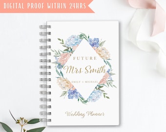 Future Mrs Personalized Wedding Planner Book, Custom Wedding Planning Book, Wedding Planner Baby blue, Bridal Shower Gift #wp012