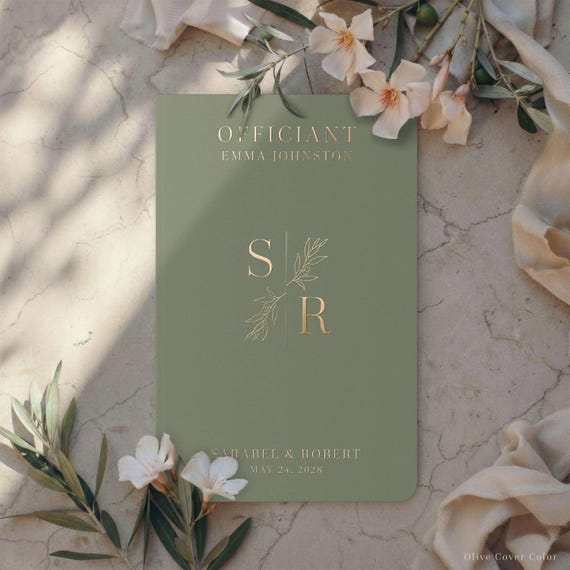 Minimalist Officiant Book, Personalized Wedding Officiant Book, Modern Gold Foil Officiant Journal, Custom Officiant Notebook, Reverend Gift