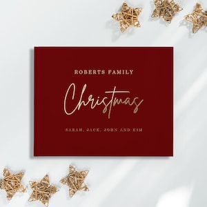 Livre de souvenirs de Noël, livre d'or de Noël personnalisé, livre de famille de Noël, album de cartes en feuille d'or, livre de Noël Photobooth