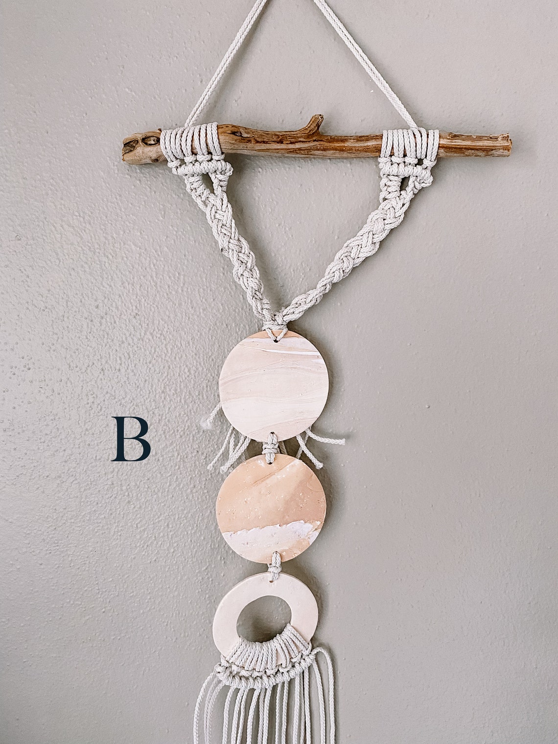 Modern Tribal Folk Wall Hanging Driftwood Clay Handmade Wall Etsy