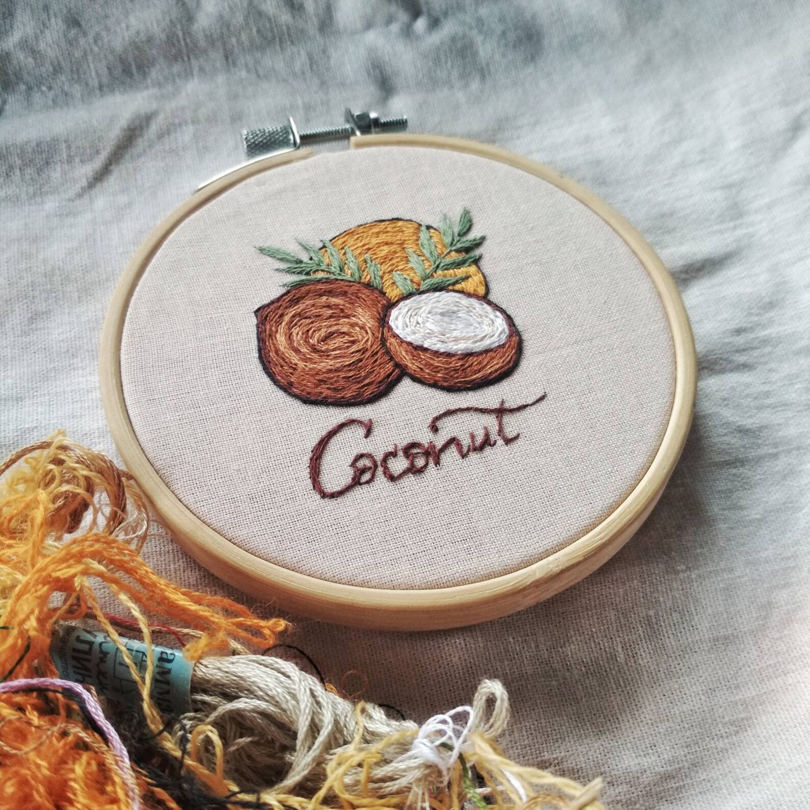 Embroidery hoop art coconut decor coconut fruit vegan  etsy Embroidery hoop art coconut decor coconut fruit vegan  etsy