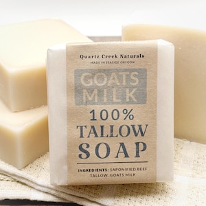 Pure Beef Tallow Goat Milk Soap, Unscented Gentle Body Face Bar