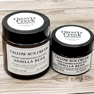 Tallow Sun Cream / Vanilla / All Natural Zinc Oxide Mineral Sunscreen
