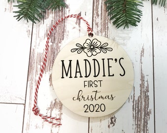 Baby First Christmas Ornament / First Christmas Gift / Newborn Christmas Gift / Baby Christmas Gift / Wood Baby Ornament / New Baby Gift