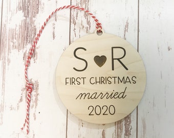 First Christmas Married Ornament / First Christmas Engaged / Engagement Christmas Gift / Wedding Christmas Gift / First Christmas Together