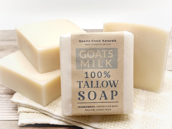 Pure Beef Tallow Goat Milk Soap, Unscented Gentle Body Face Bar