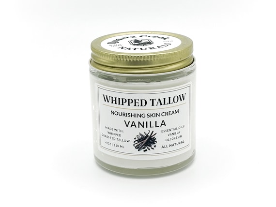 VANILLA Whipped Tallow Skin Cream Tallow Face Moisturizer All Natural Non-Toxic Lotion Body Butter 2oz 4oz 8oz 16oz