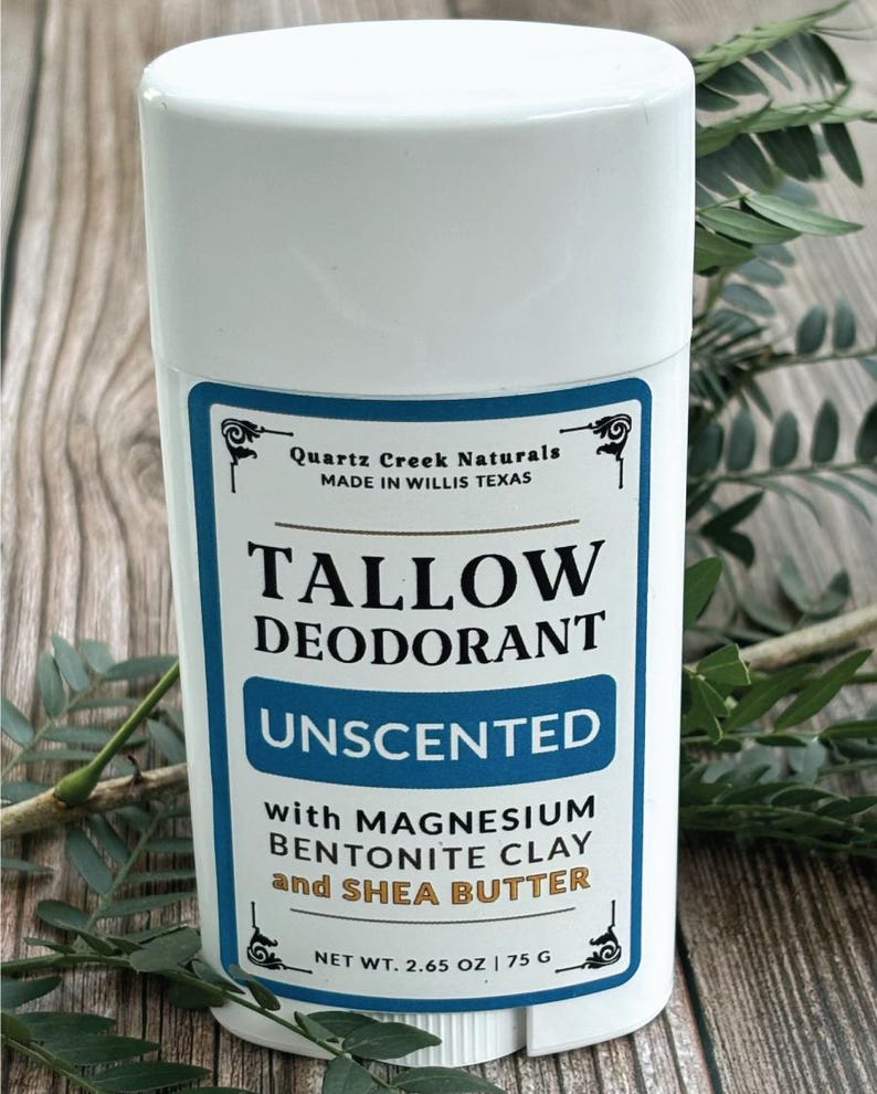 Natural Tallow Deodorant - With Magnesium - For Men or Women - Aluminum Free Unscented