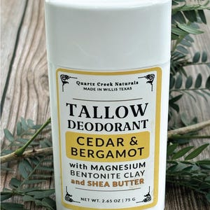 Natural Tallow Deodorant - With Magnesium - For Men or Women - Aluminum Free Cedar&Bergamot