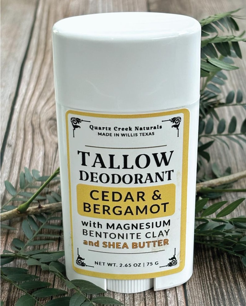 Natural Tallow Deodorant - With Magnesium - For Men or Women - Aluminum Free Cedar&Bergamot