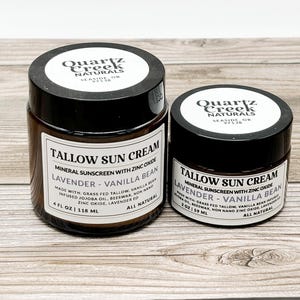 Tallow Sun Cream / Lavender Vanilla / All Natural Zinc Oxide Mineral Sunscreen