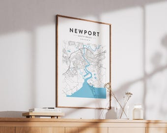 Newport, South Wales Map Print - Minimalist Wall Art (A4 or A3)