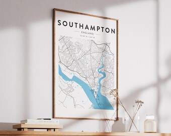 Southampton England Map Print - Minimalist Wall Art (A4 or A3)