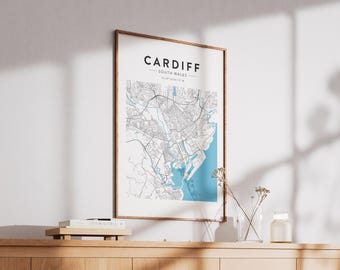 Cardiff, South Wales Map Print - Minimalist Wall Art (A4 or A3)