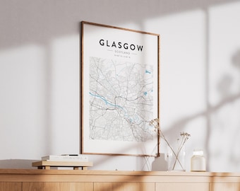 Glasgow, Scotland Map Print - Minimalist Wall Art (A4 or A3)