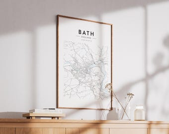 Bath, England Map Print - Minimalist Wall Art (A4 or A3)