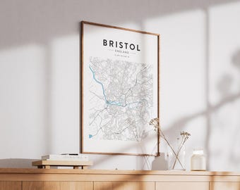 Bristol, England Map Print - Minimalist Wall Art (A4 or A3)