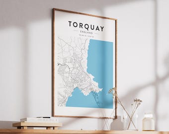 Torquay England Map Print - Minimalist Wall Art (A4 or A3)
