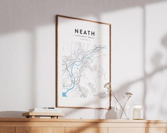 Neath, Southwest Wales Map Print - Minimalist Wall Art (A4 or A3)