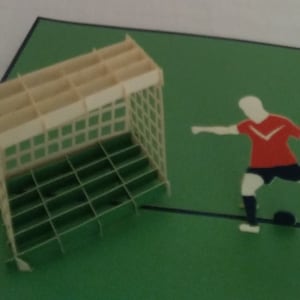 Futbolista y Gol 3D Kirigami Pop-up Tarjeta de Felicitación