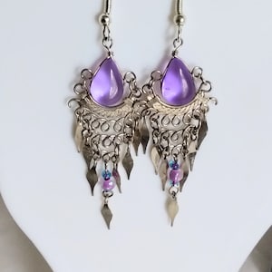 Purple Transparent Glass Earrings (small)