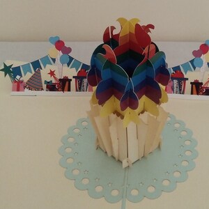 Cartão de felicitações pop-up grande cupcake 3D Kirigami