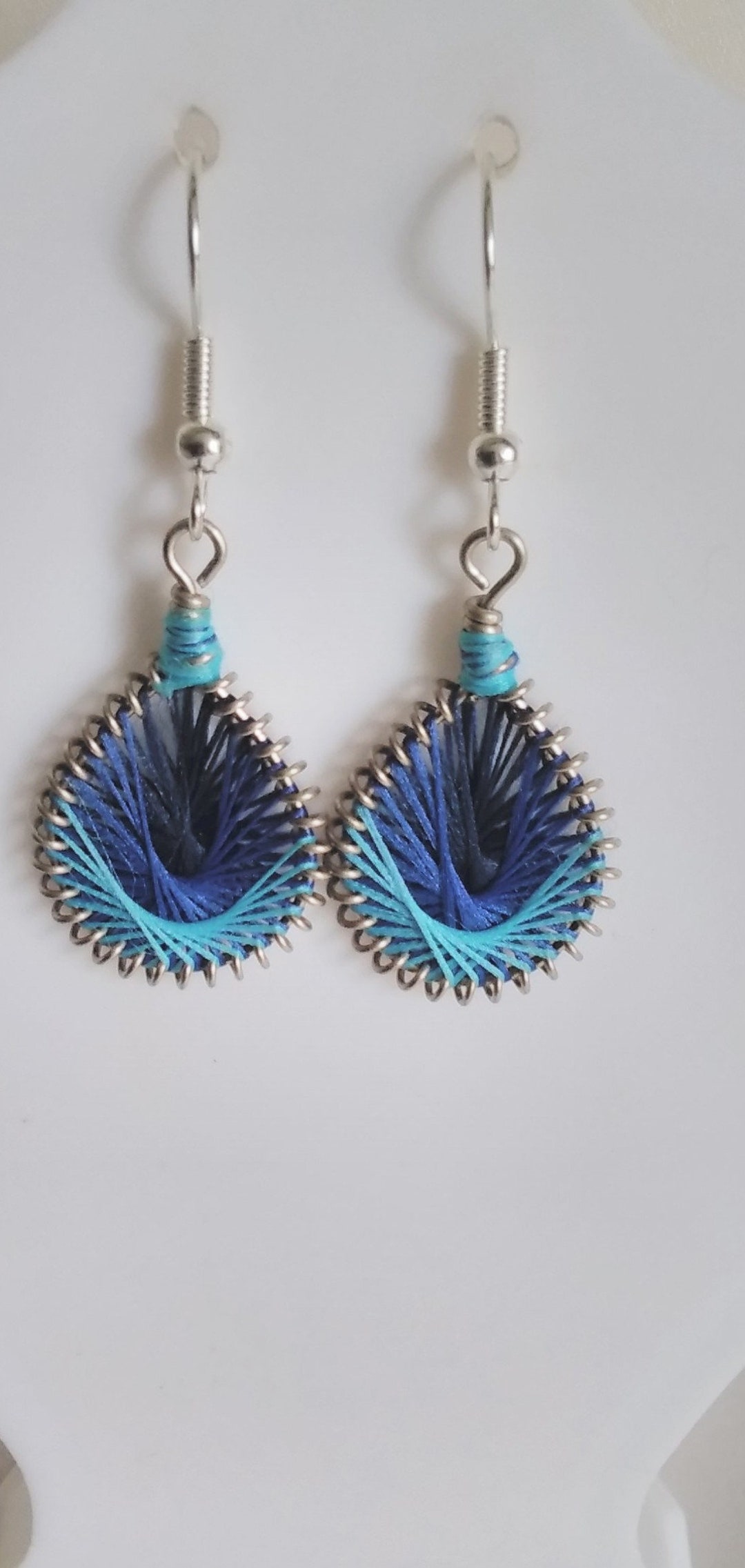 Blue silk hotsell thread earrings