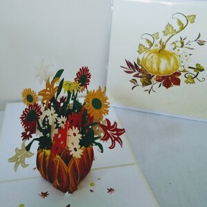 Fiore Bouquet in zucca 3D Kirigami Pop-up Biglietto d'auguri