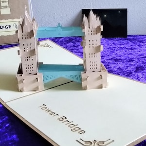 London Tower Bridge 3D Kirigami Pop-up Greeting Card with Enveloppe