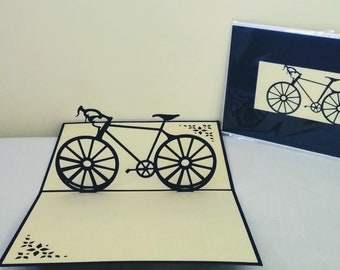 Blue Bicycle 3D Kirigami Pop-up Greeting Card