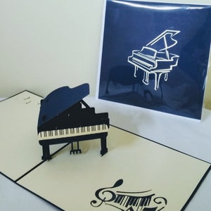 Cartão Pop-up Blue Piano 3D Kirigami