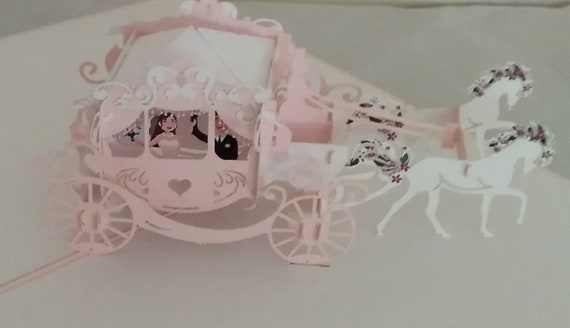 Wedding Carriage With Bride And Groom 3d Kirigami Pop Up Etsy