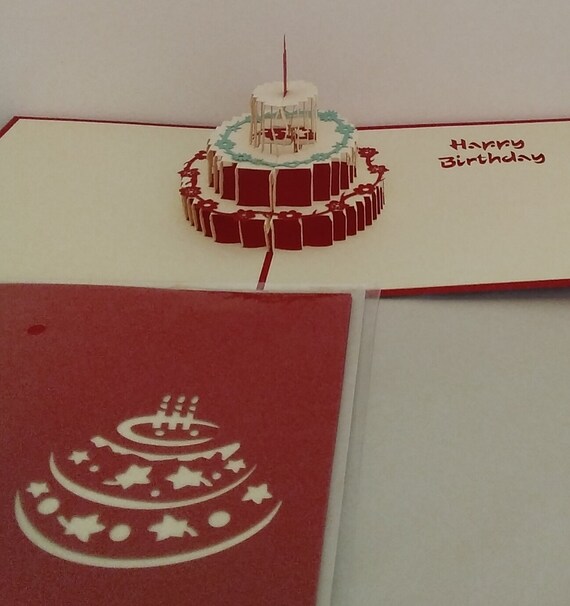 Carte De Vœux 3d Kirigami Pop Up Gateau D Anniversaire Etsy