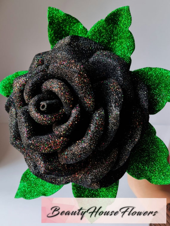 Glitter Roses,25pcs Glitter Flowers Foam Rose With Stem For DIY