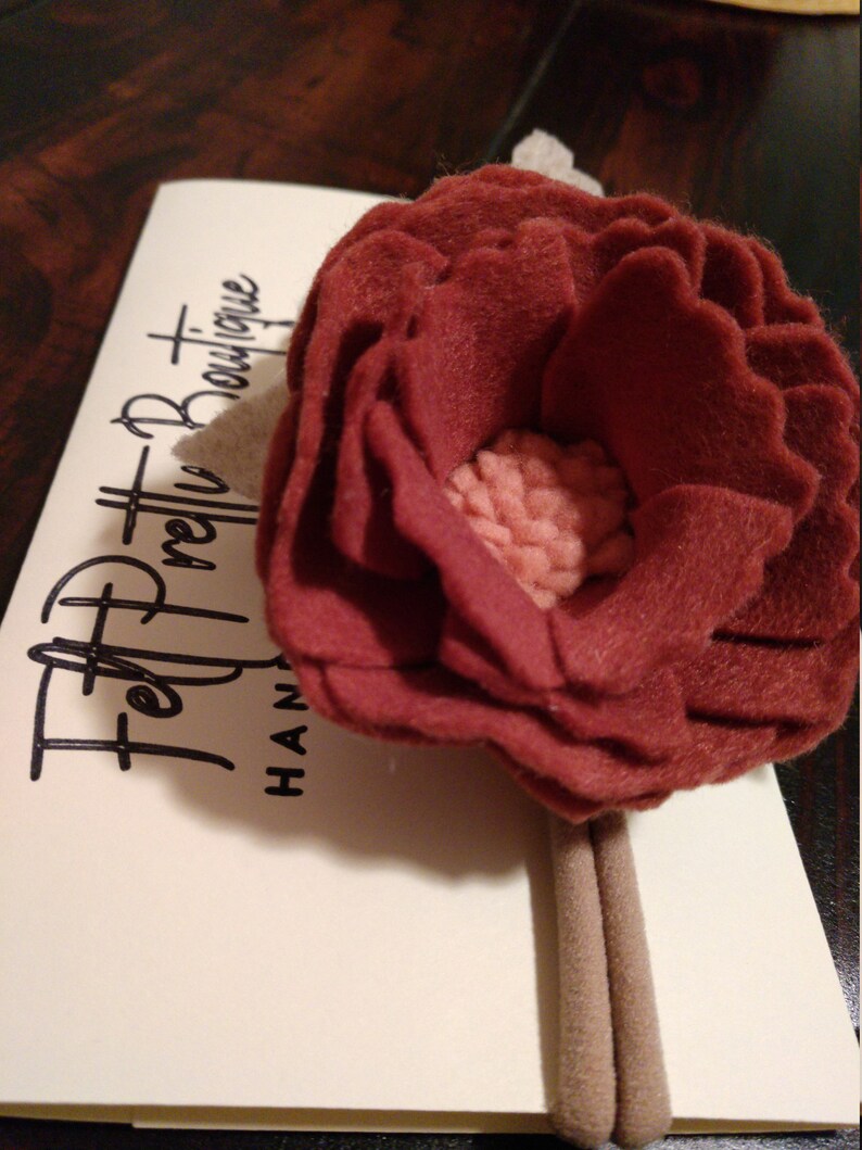 Felt Floral Headband Flower Crown Peach Wine