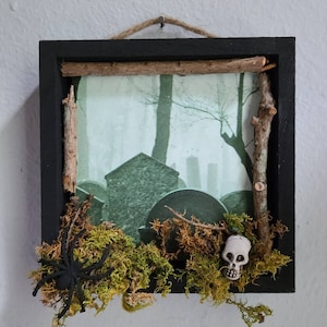 Halloween Cemetery Shadowbox Plaque