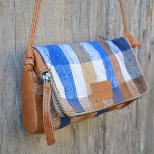 Shoulder bag made of natural leather and old Berber blanket 15x28 cm / city bag/ travel bag/ original creation/ unique piece