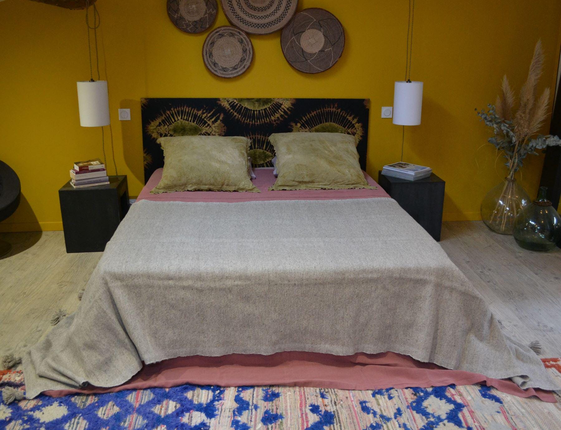 Moroccan blanket 100% pure NATURAL SHEEP WOOL / 0 treatment-0 dyeing / 150x300 cm / natural wool woven blanket / soft, warm
