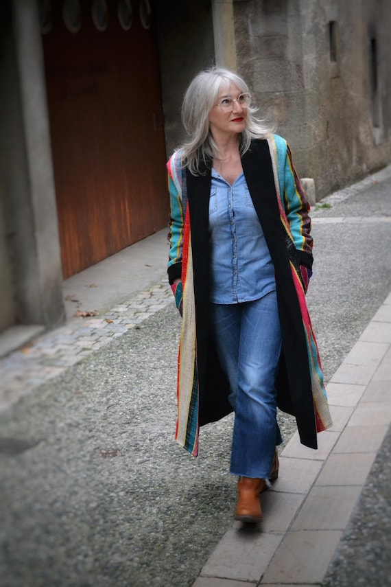 Reversible Coat Made From Berber haik Blanket and Black Corduroy unisex Winter Coat L xl original Creation unique Piece Etsy UK