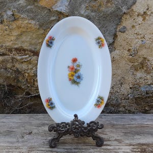 Saladier Arcopal Décor Anémones - Opaline Blanche, Occasion, Bon état