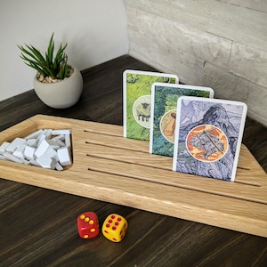Bordspel spelerstrays met kaarthouder - gamertray - bord games - massief hout