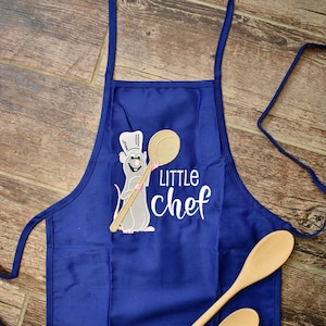 Little Chef Kid Apron, Embroidered Baking Apron, Ratatouille