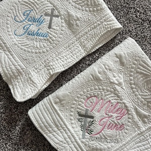 Baptism Blanket, Baby Embroidered Blanket, Personalized Baptism Gift