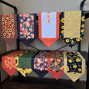 Fall Mini Table Runner, Small Table Runner, Seasonal Table Runner, Pumpkins, Candy Corn, Sunflowers, Leaves