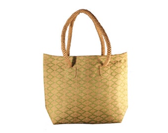 Handbag made of jute - ecological - vegan - fair trade - beige - green
