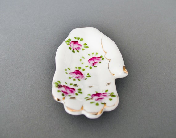 Floral Ceramic Hand Ring Dish Hand Painted Vintag… - image 7