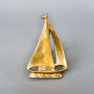 Solid Brass Sailing Ship Standee Vintage Brass Sculpture Art Object