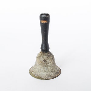 Vintage Teacher&#39;s Bell with Wood Handle Dinner Bell Service Bell